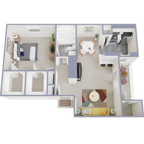 a floor plan of a 1 bedroom apartment